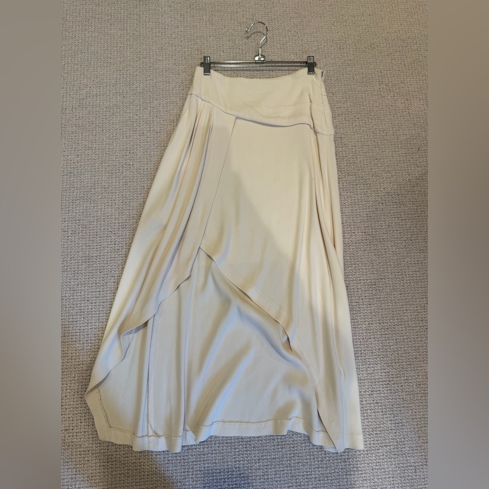 IRO Cream Flowing Maxi Skirt with Asymmetric Draping